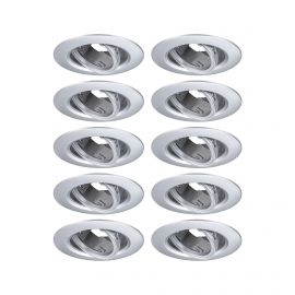 Zestaw wychylnych opraw do wbudowania GU10 max. 10x10W DIM 90mm 30° IP23 230V chrom mat / tworzywo sztuczne