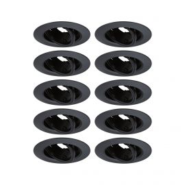 Zestaw wychylnych opraw do wbudowania GU10 max. 10x10W DIM 90mm 30° IP23 230V czarny / tworzywo sztuczne